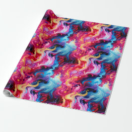 Papel De Presente Vibrant Abstract Fluid Art Wrapping Paper