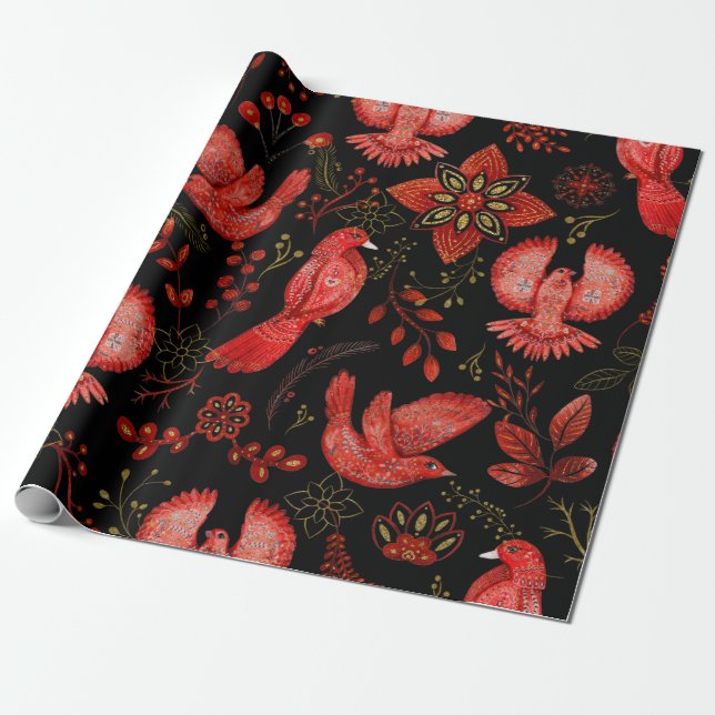 Papel De Presente  Vibrant floral and leafy pattern designs (Desenrolado)