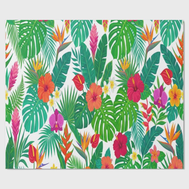 Papel De Presente Vibrant Hawaiian Summer Gift Wrap (Aberto)