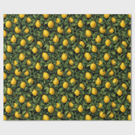 Papel De Presente Vibrant Lemon Citrus Tree Pattern