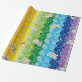 Papel De Presente Vibrant Rainbow Birthday Cake Wrapping Paper