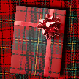 Papel De Presente Vibrant Red and Black Scottish Tartan Plaid