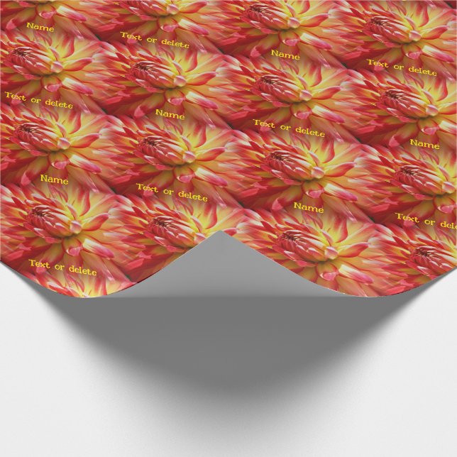 Papel De Presente Vibrant Red Dahlia Flower Nature Personalizado (Ponta)