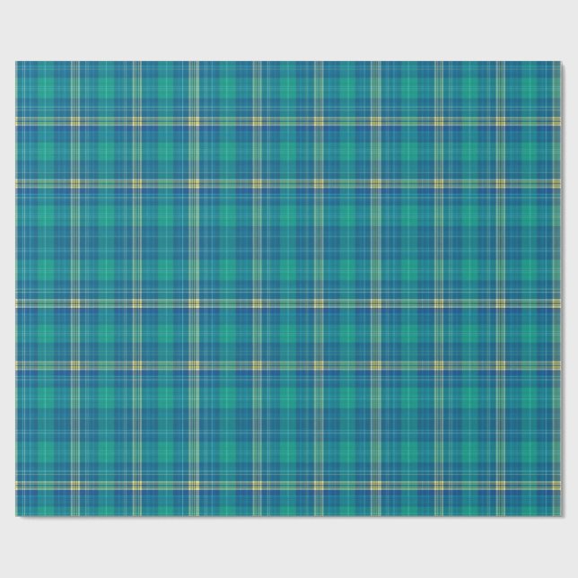 Papel De Presente Vibrant Teal and Mariner Plaid (Aberto)