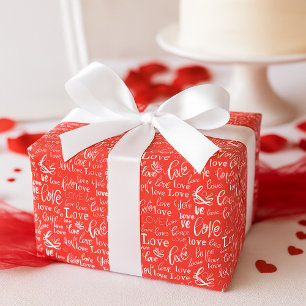 Papel De Presente Vibrante Amor Vermelho Escrito Branco Dia dos Namo
