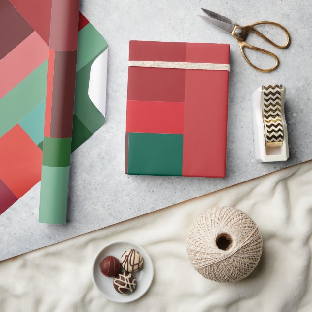 Papel De Presente Vibrante Bloco de Cor Moderno Natal Feriado (Artesanato)
