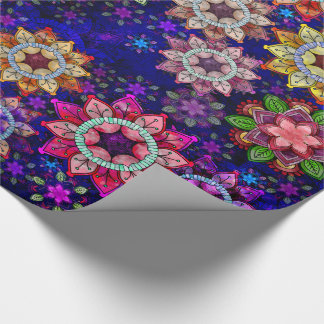 Papel De Presente Vibrante Explosão de Aquarela Mandalas