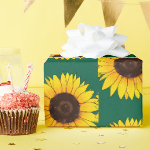 Papel De Presente Vibrante Girassol Amarelo em Flor