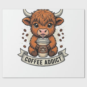 Papel De Presente Viciado em Café Vaquinha das Terras Altas Fofo Gra