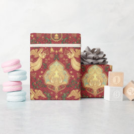 Papel De Presente Victorian Nativity Angels Christmas Wrapping Paper