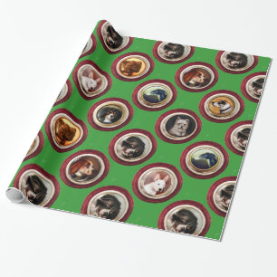 Papel De Presente VICTORIANOS/RETRATOS DE CÃO DE MINIATURA,Verde