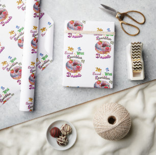 Papel de Presente Vida é Doce Com Faíscas de Donut