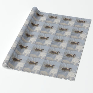 Papel De Presente Vida selvagem Ganso nadando em lago, natureza, pás