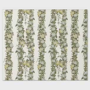 Papel De Presente Videira de Maracujá Oliva Listrada, Creme