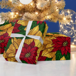 Papel De Presente Vidraria Poinsettia Natalino Elegante