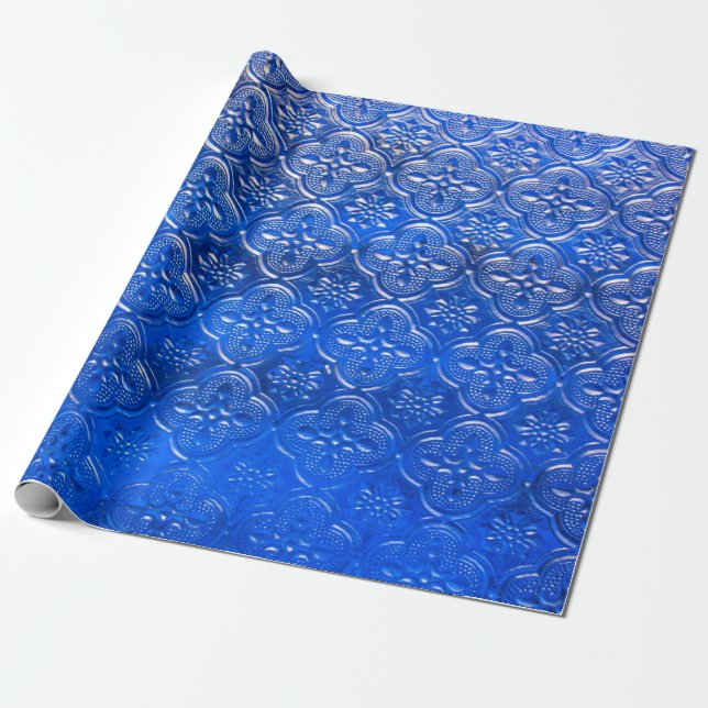 Papel De Presente Vidro azul com padrão de padrões, vidro, abstrato, (Desenrolado)