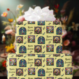 Papel De Presente Vidro coelho Elegante Felz pascoa Amarelo