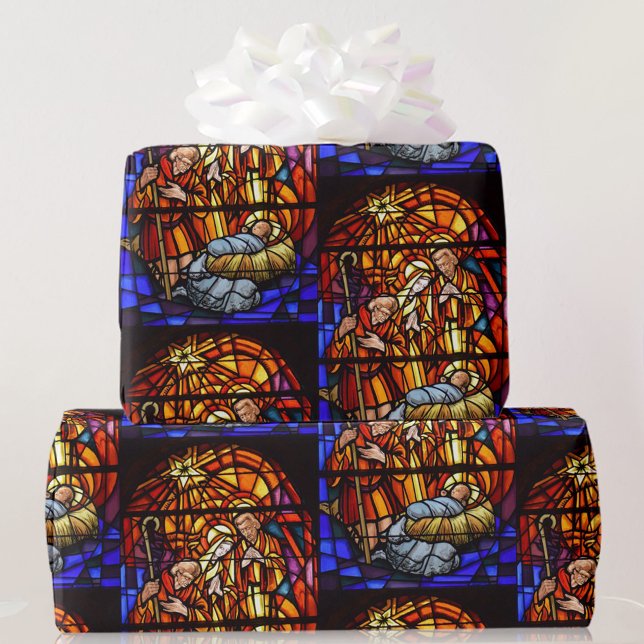 Papel De Presente Vidro Esperado Natividade Bebê Jesus Natal (Criador carregado)