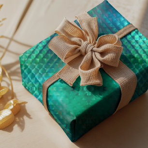 Papel De Presente Vidro geométrico em tons de aqua elegante