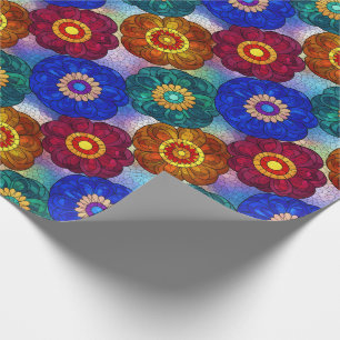 Papel De Presente Vidro Manchado Abstrato Vermelho Verde Azul Laranj