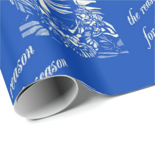 Papel De Presente Vidro manchado da natividade azul