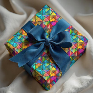 Papel De Presente Vidro Manchado Geométrico Colorido Elegante