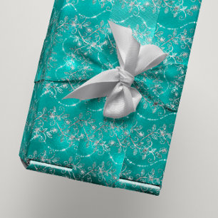 Papel De Presente Vidro Sparkly de Tiffany da cerceta das cinzas de