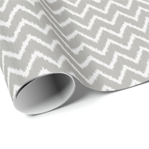 Papel De Presente Vigas de Ikat - cinza de prata e branco