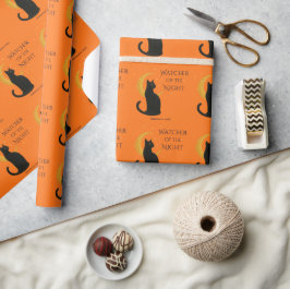 Papel De Presente Vigia da Noite - Gato Negro Halloween