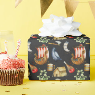 Papel De Presente Viking Birthday Boys 1–7   Padrão de navio Galeão