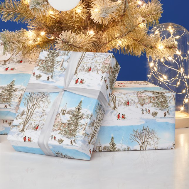 Papel De Presente Vila de Contos de Natal Antigos (Feriados)