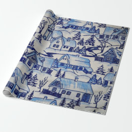 Papel De Presente Vila do inverno do Olde-Mundo dos feriados do