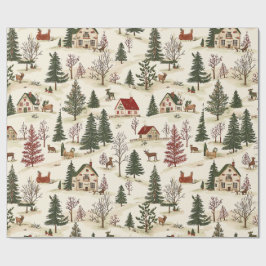 Papel De Presente Vila Vintage de Natal