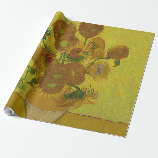 Papel De Presente Vincent Van Gogh 15 Sunflower Painting (Desenrolado)