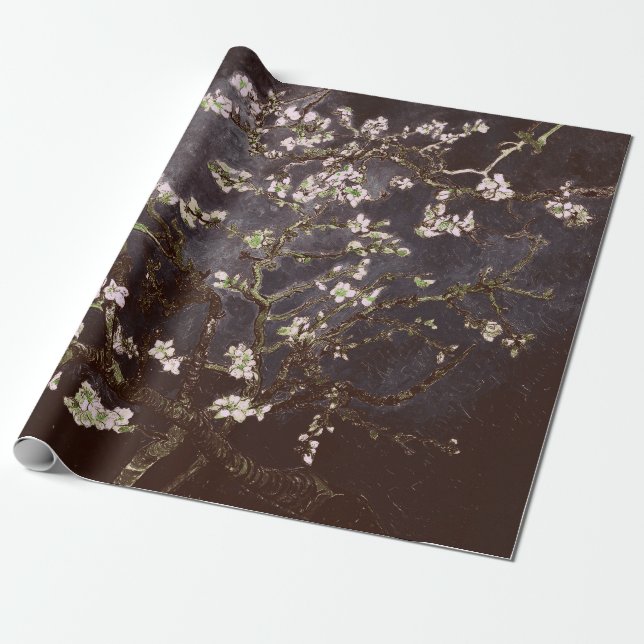 Papel De Presente Vincent Van Gogh Almond Blossomo Chocolate Slate (Desenrolado)