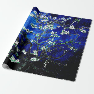 Papel De Presente Vincent Van Gogh Almond Blossoms Azul Profundo