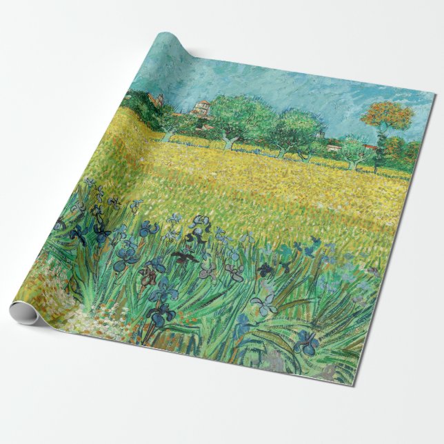 Papel De Presente Vincent van Gogh - Campo com Íris perto de Arles (Desenrolado)