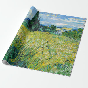 Papel De Presente Vincent van Gogh - Campo de Trigo Verde com Cipres