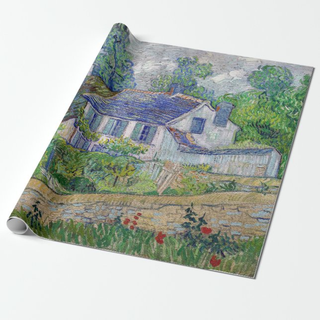 Papel De Presente Vincent van Gogh - Casas em Auvers (Desenrolado)