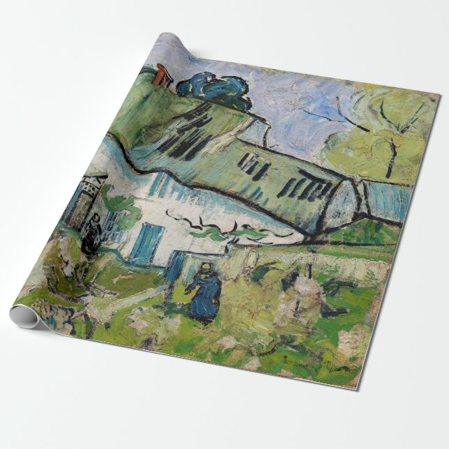 Papel De Presente Vincent van Gogh - Farmhouse com Dois Números (Desenrolado)