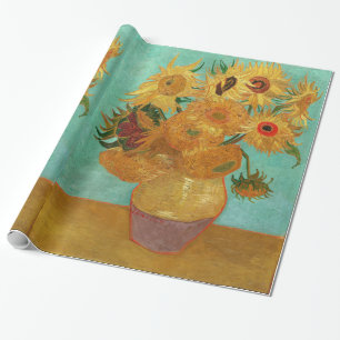 Papel De Presente Vincent Van Gogh Faz Doze Girassóis Em Um Vaso