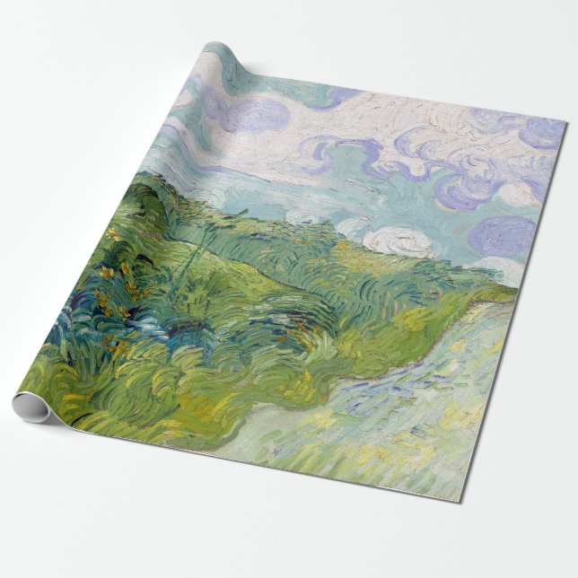 Papel De Presente Vincent van Gogh Green Wheat Fields, Auvers (Desenrolado)