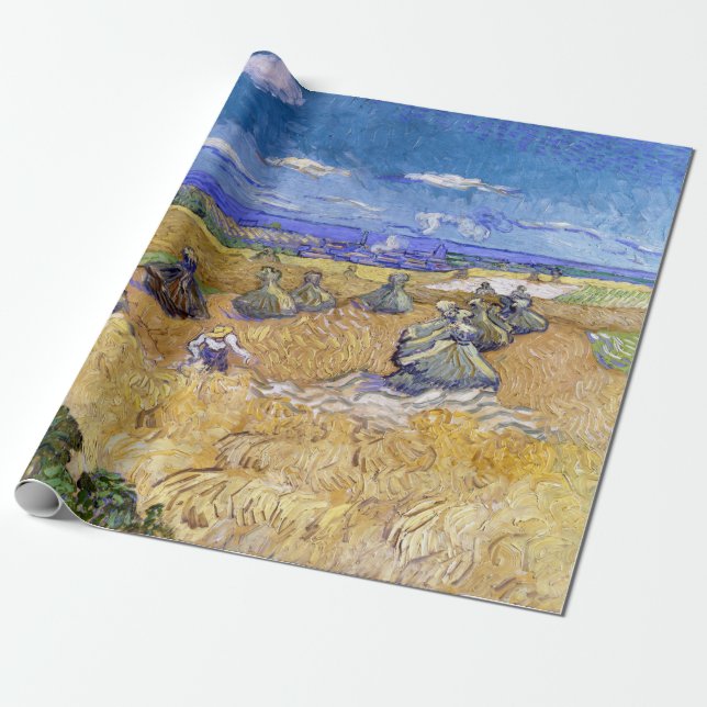Papel De Presente Vincent van Gogh - Medas de Trigo com Ceifadores (Desenrolado)