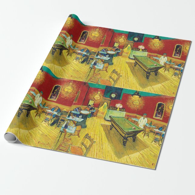 Papel De Presente Vincent Van Gogh O Café Noturno (Le café de nuit) (Desenrolado)