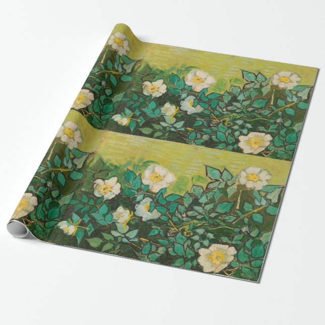 Papel De Presente Vincent Van Gogh Rosas Silvestres Arte Fino (Desenrolado)