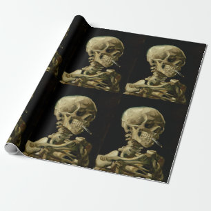 Papel De Presente Vincent Van Gogh Skeleton com um cigarro em chamas