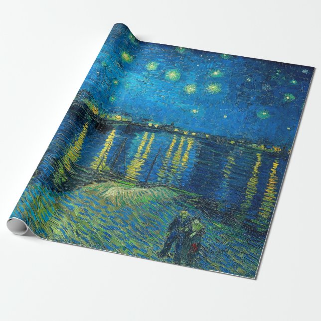 Papel De Presente Vincent Van Gogh Starry Night Sobre O Ródano (Desenrolado)