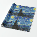 Papel De Presente Vincent Van Gogh Starry Night Vintage<br><div class="desc">Vincent Van Gogh Starry Night Vintage Papel de Embalagem de Belas Artes</div>