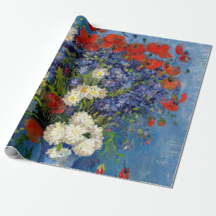 Papel De Presente Vincent van Gogh - Vaso com Centáureas e Papoulas