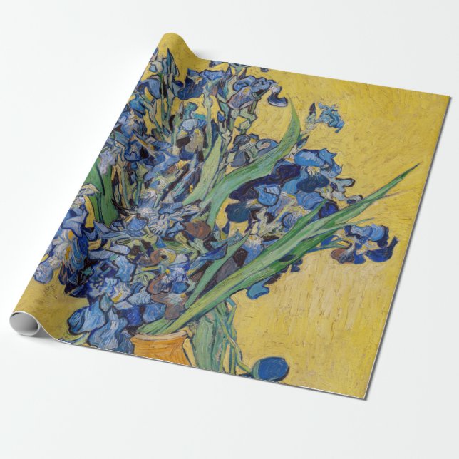 Papel De Presente Vincent van Gogh - Vaso com Íris (Desenrolado)